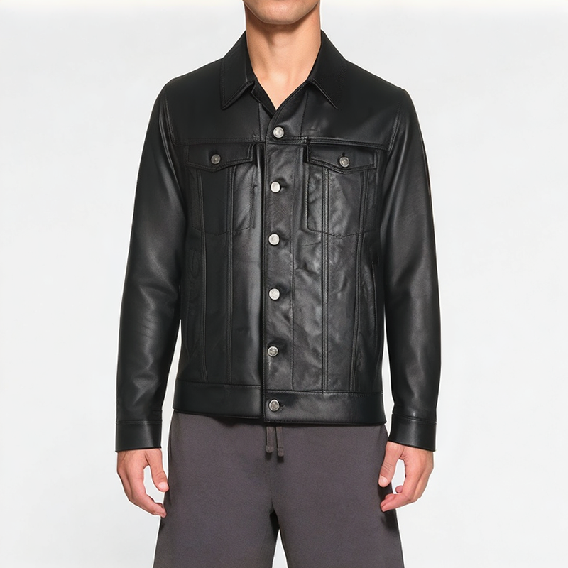 Casual Solid Color Leather Jacket