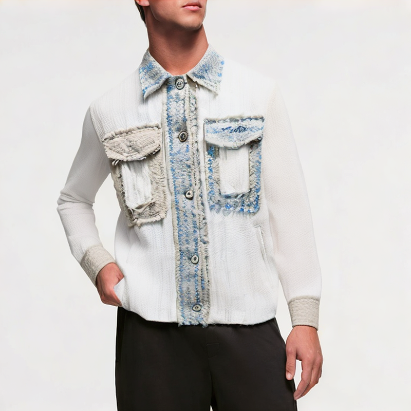 Men's Patchwork Woven Jacket for Spring and Autumn