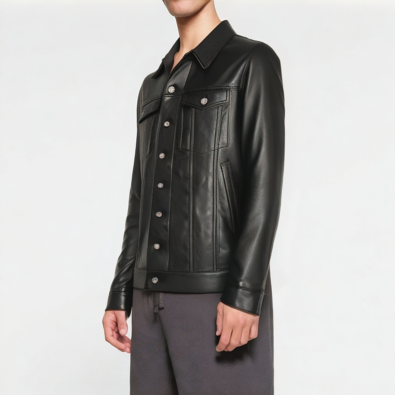 Casual Solid Color Leather Jacket