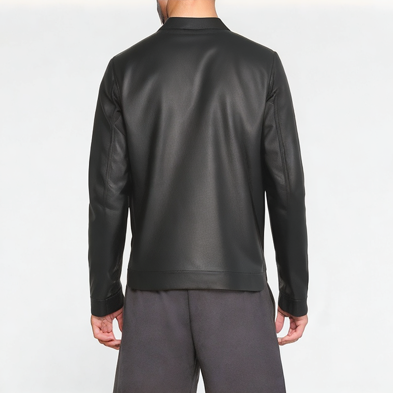 Casual Solid Color Leather Jacket