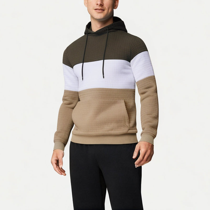 Men's Three-Color Hooded Sweatshirt