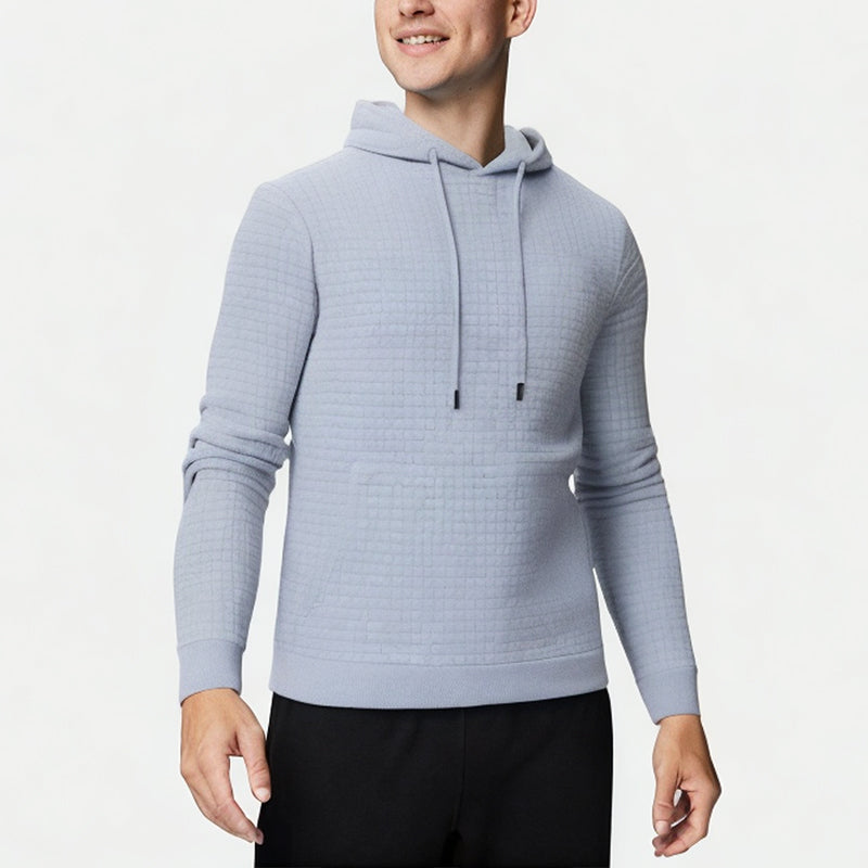 Men's Waffle Solid Color Hooded Sweatshirt