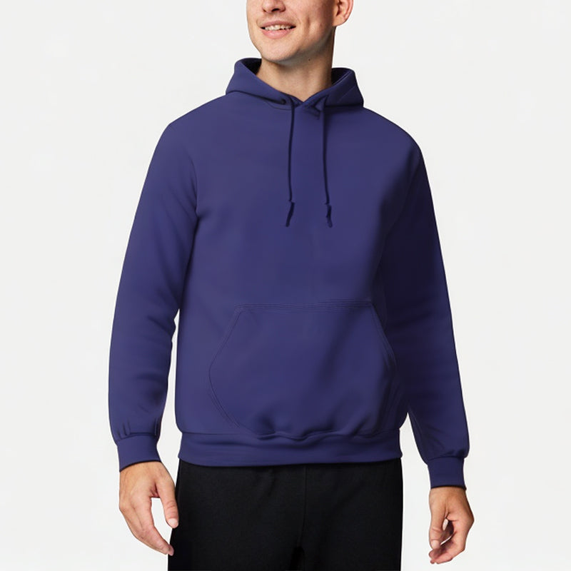 Men's Double Needle Seam Solid Color Hoodie
