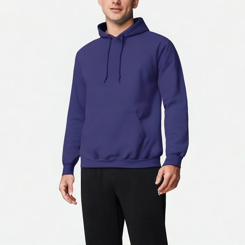 Men's Double Needle Seam Solid Color Hoodie