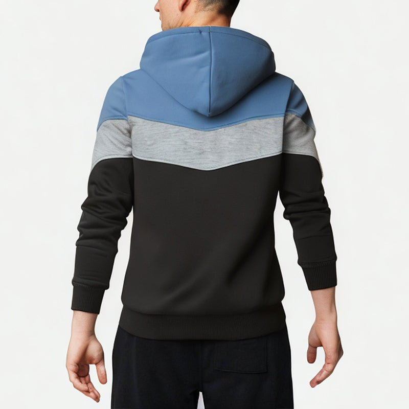 Men's Three-Color Stitching Hooded Sweatshirt