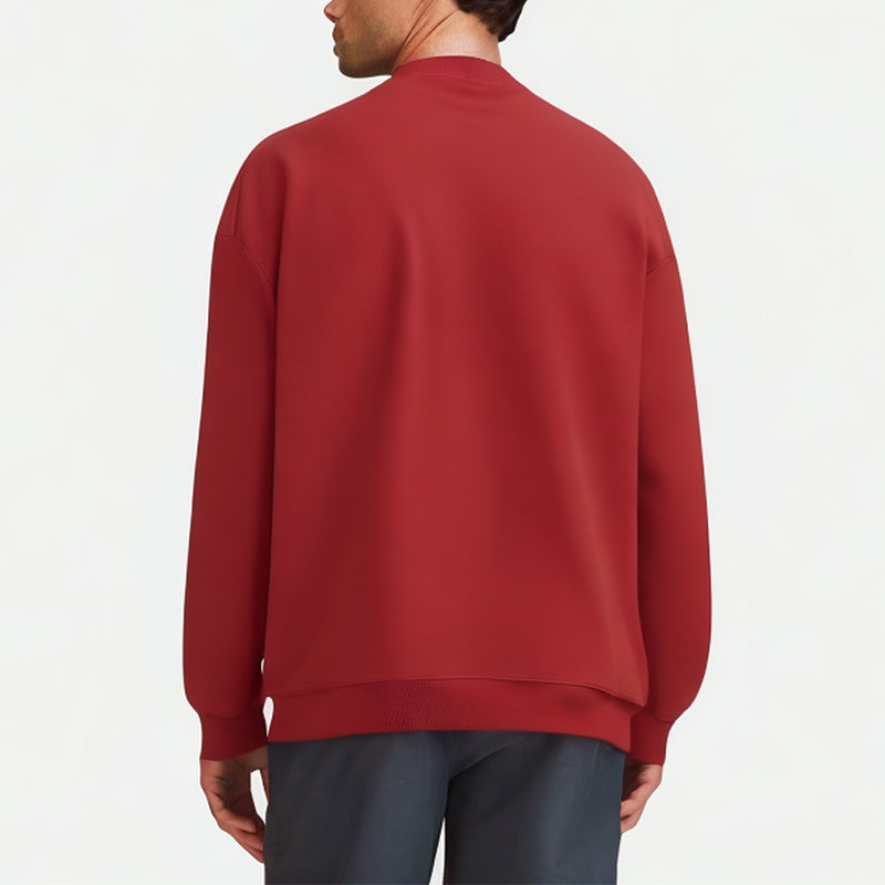 Men's Heavy Red Round Neck Sweatshirt