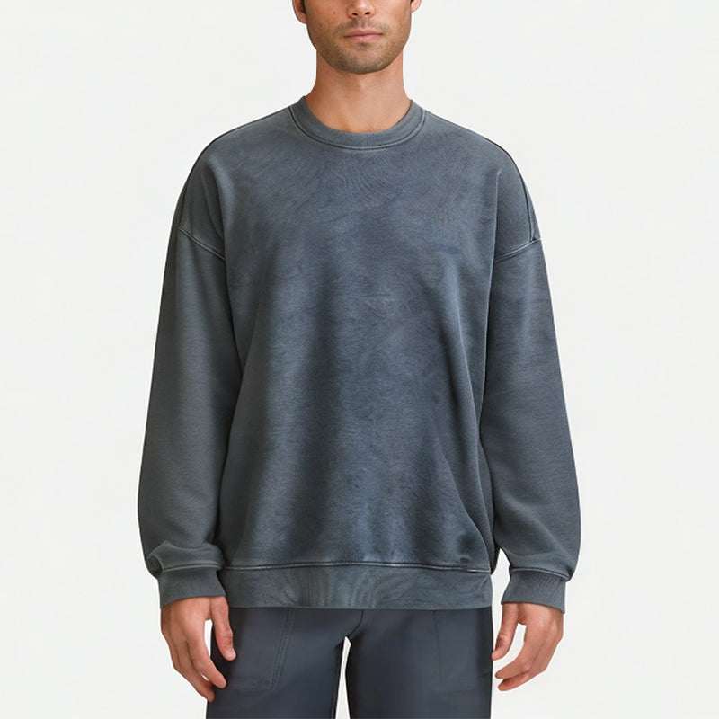 Men's Heavy Distressed Round Neck Sweatshirt