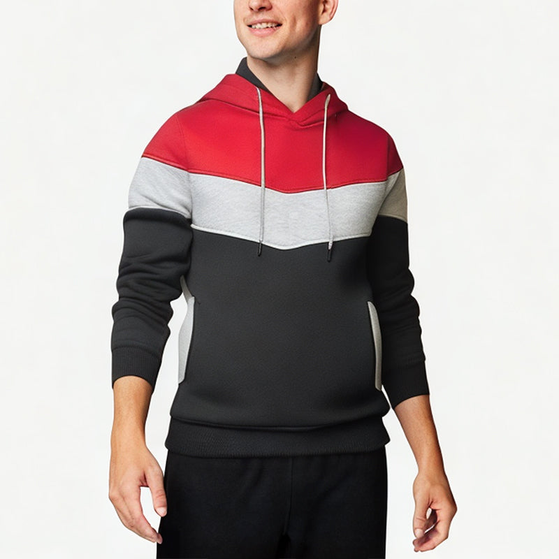 Men's Colorblock Hooded Long Sleeve Sweatshirt