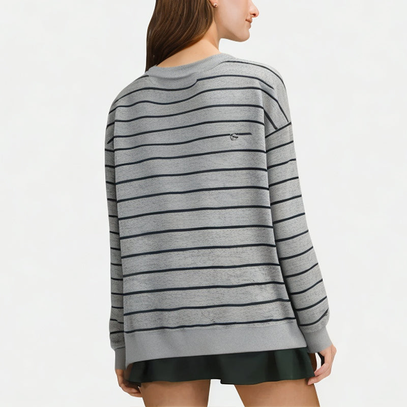 Women's Cotton Round Neck Striped Sweatshirt