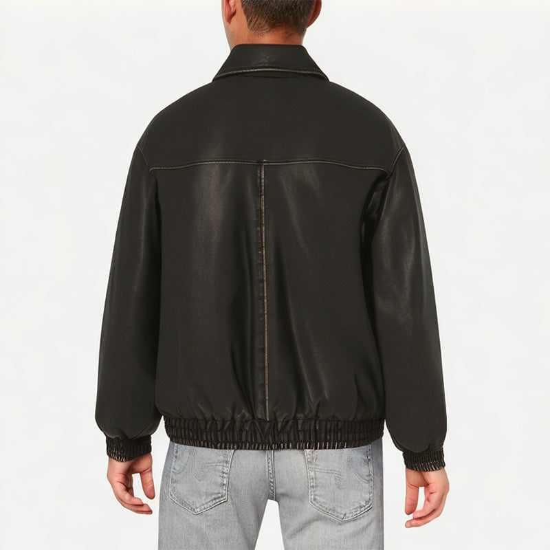 Men's Riveted PU Leather Motorcycle Jacket