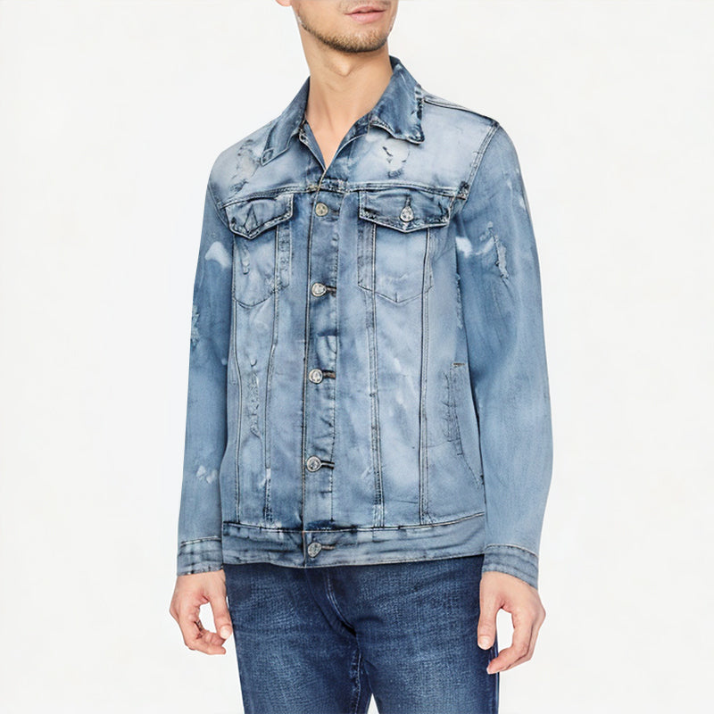 Men's High Quality Ripped Denim Jacket