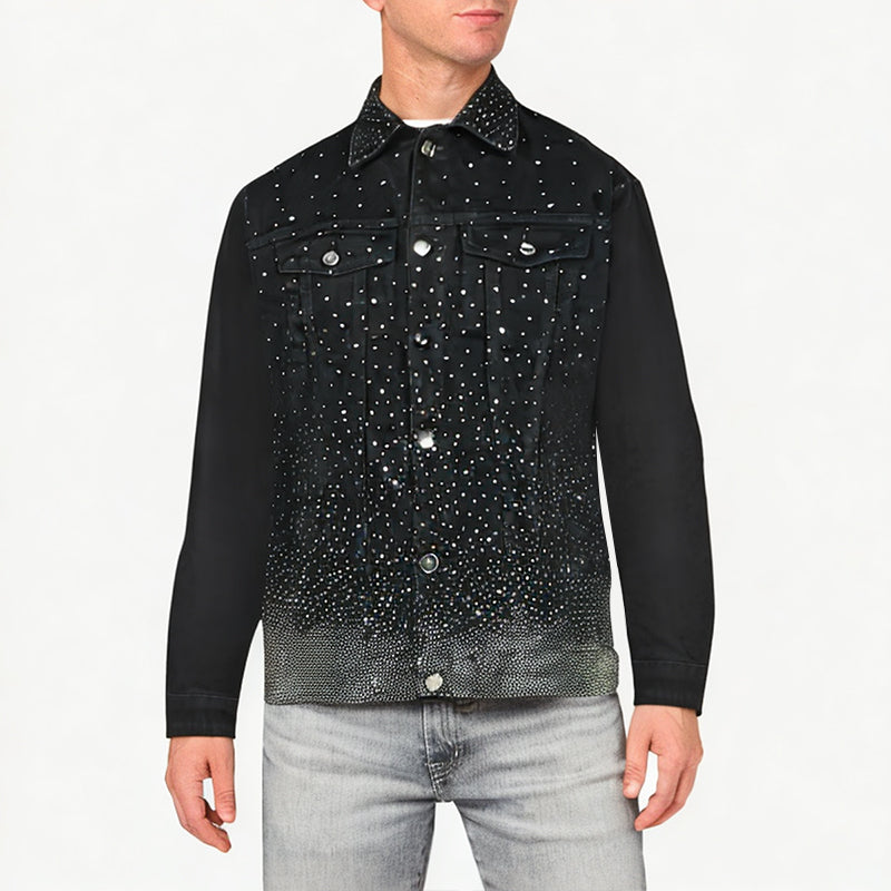 Men's Rhinestone Decorated Denim Jacket
