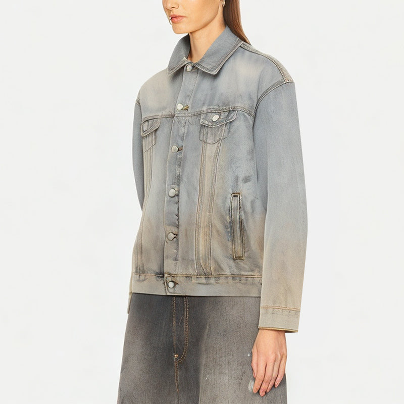 Distressed Washed Women's Denim Jacket