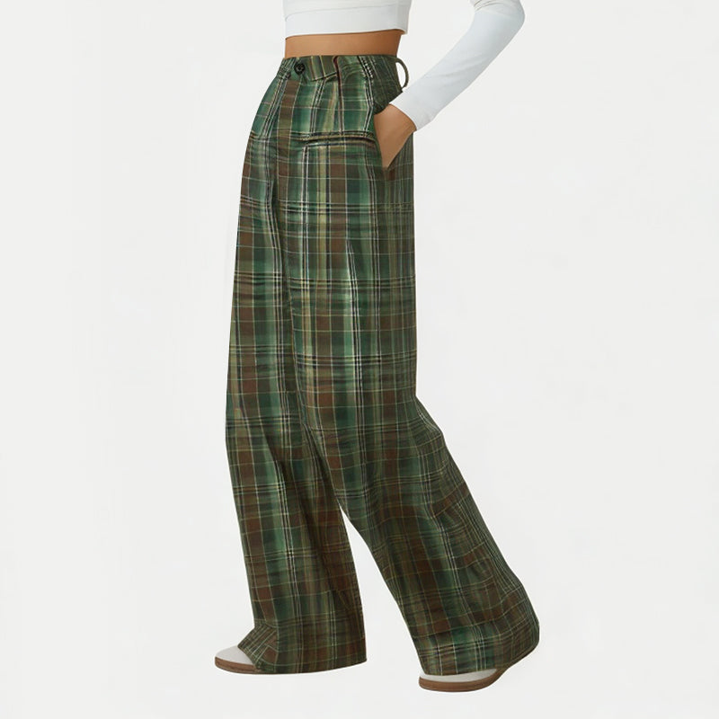 Women's Plaid Wide Leg Pants