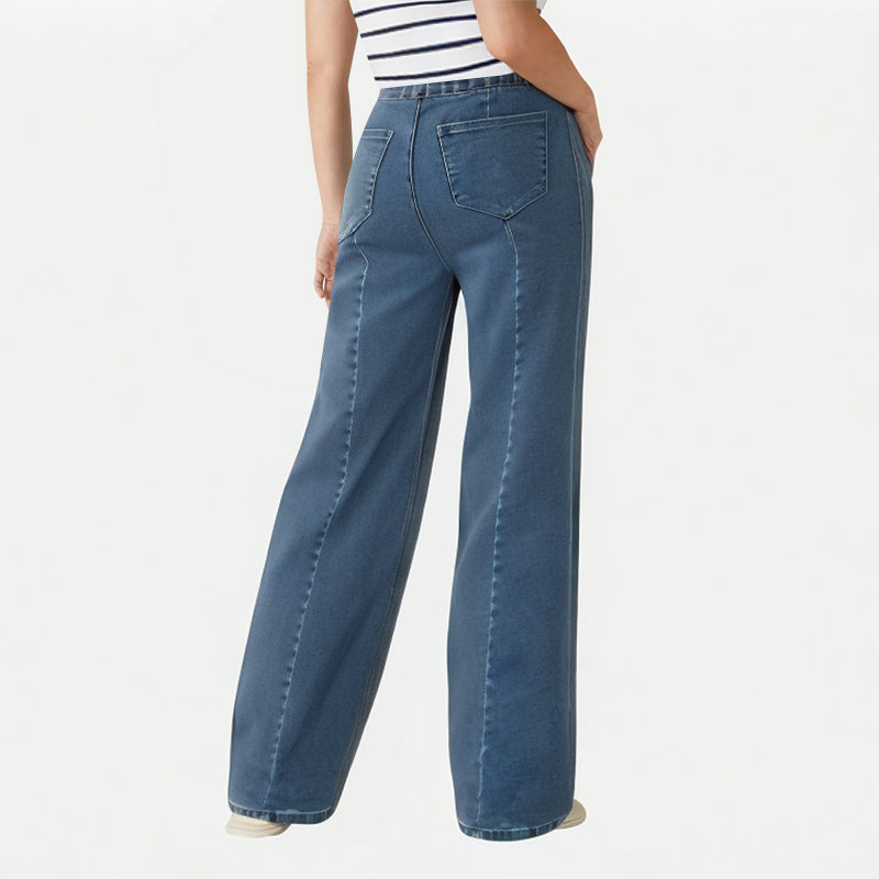 Women's Button High-Rise Wide-Leg Jeans