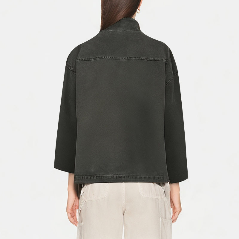 Women's Multi-Pocket Washed Casual Jacket