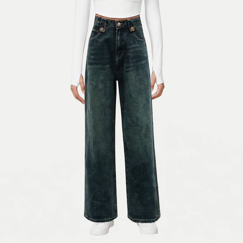 Retro High-Waist Wide-Leg Jeans