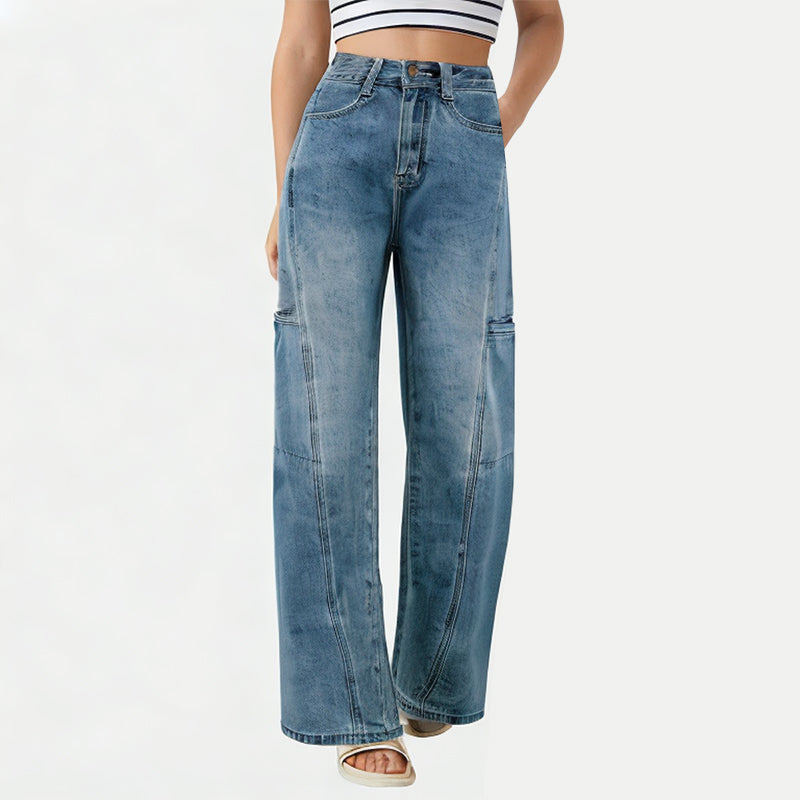 Washed high waist wide leg pants