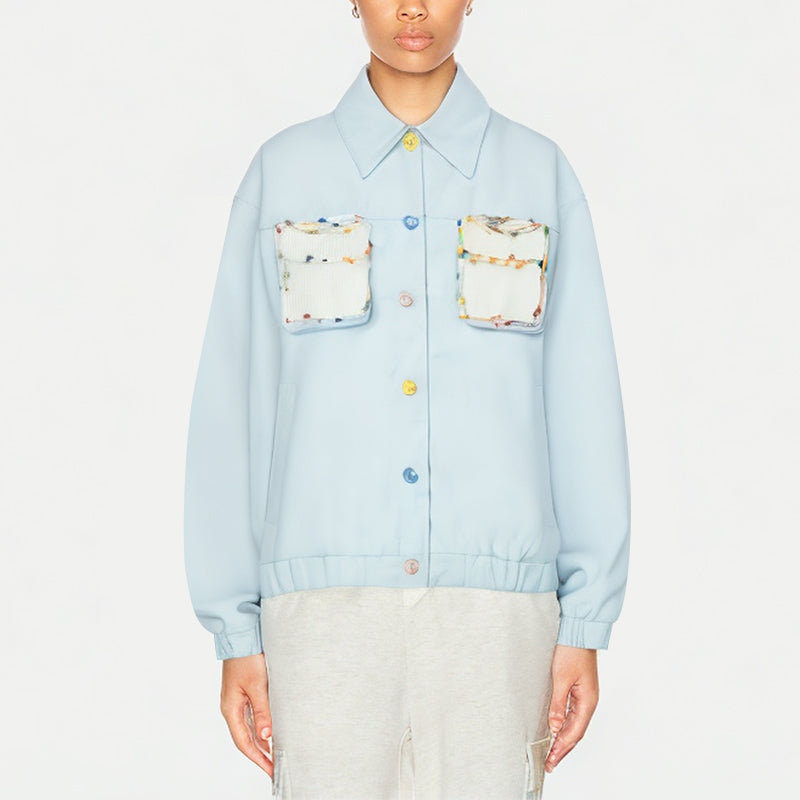 Women's Colored Button Cotton Denim Jacket