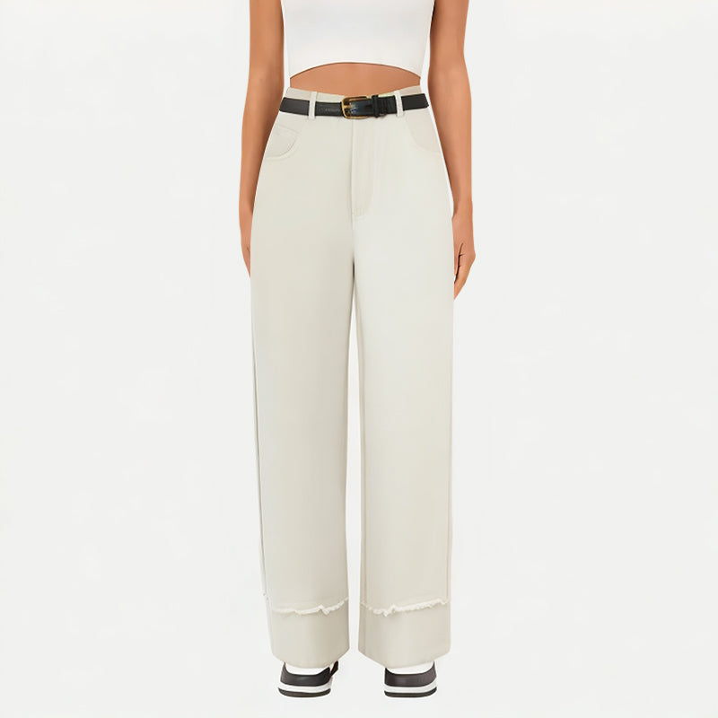 Rolled-Up Denim Wide-Leg Pants