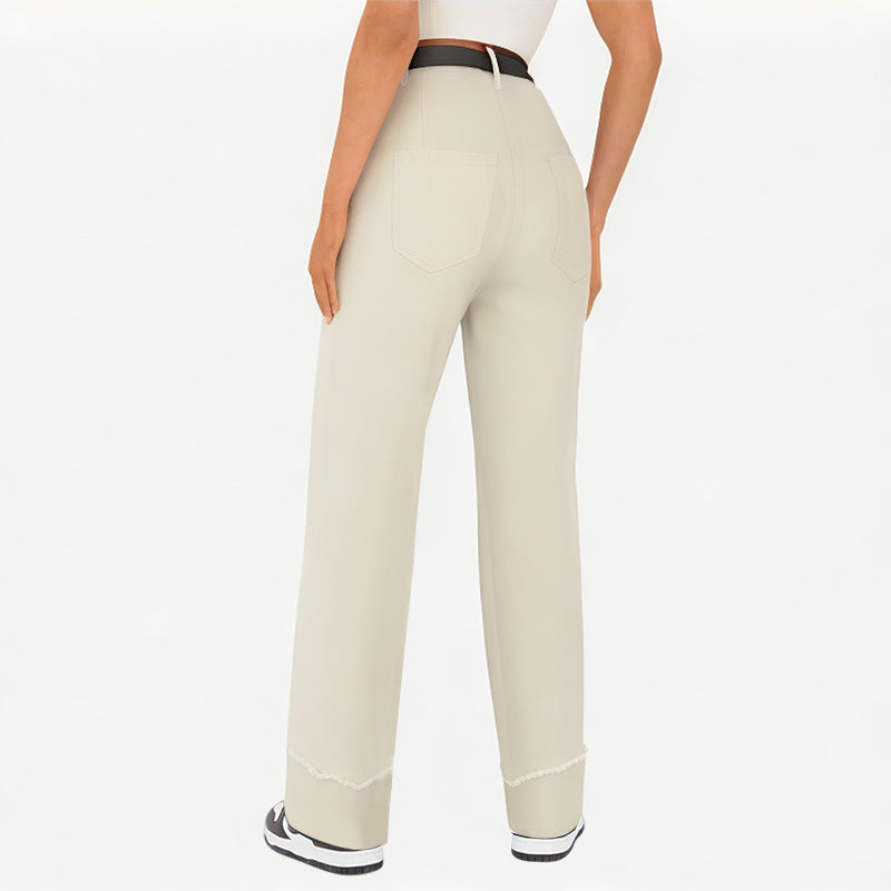Rolled-Up Denim Wide-Leg Pants