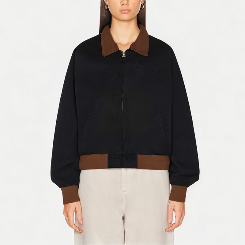 Retro Contrast Lapel Jacket For Women