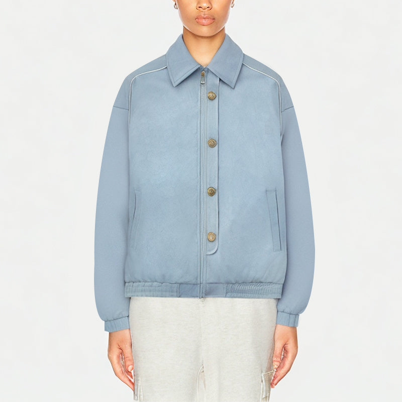 Spring and Autumn Lazy Lapel Baseball Jacket