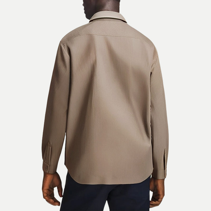 Textured Men's Solid Color Long Sleeve Shirt