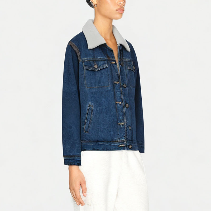 Women's Plush Thickened Denim Jacket