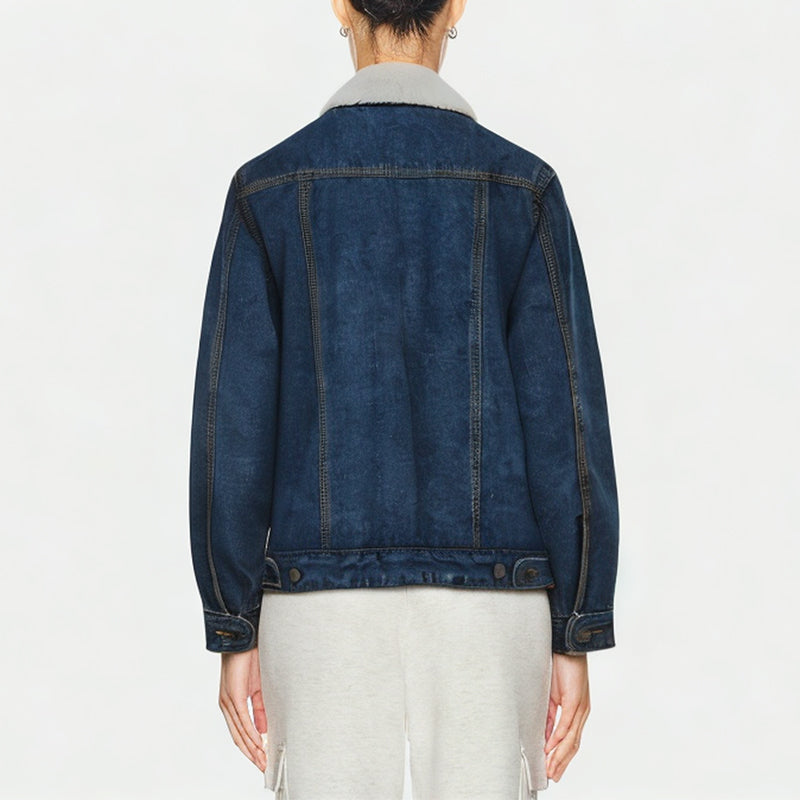 Women's Plush Thickened Denim Jacket