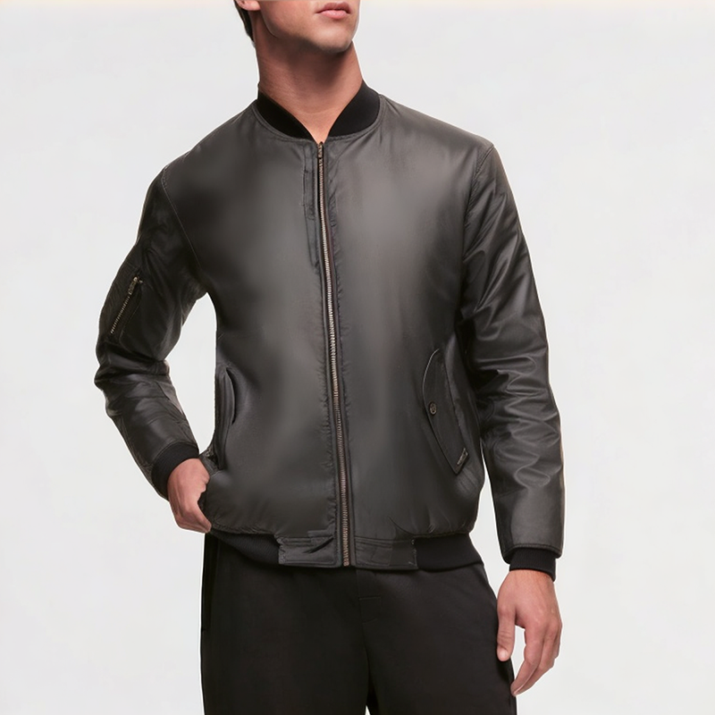 Black Nylon Flight Jacket